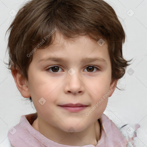 Neutral white child male with short  brown hair and brown eyes