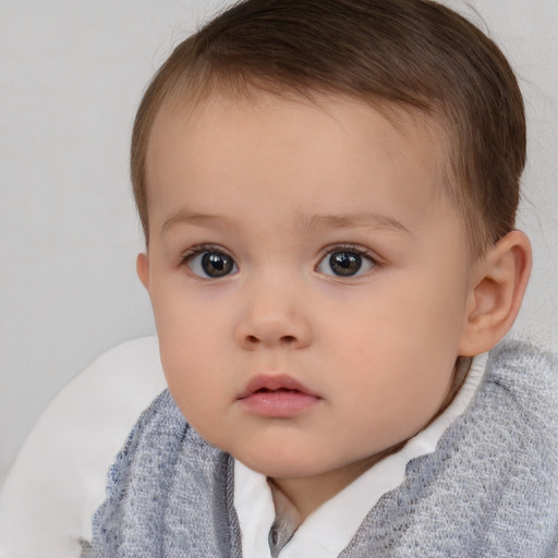 Neutral white child female with short  brown hair and brown eyes