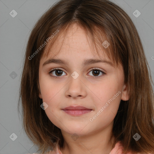 Neutral white child female with medium  brown hair and brown eyes