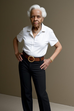 African american elderly non-binary with  black hair