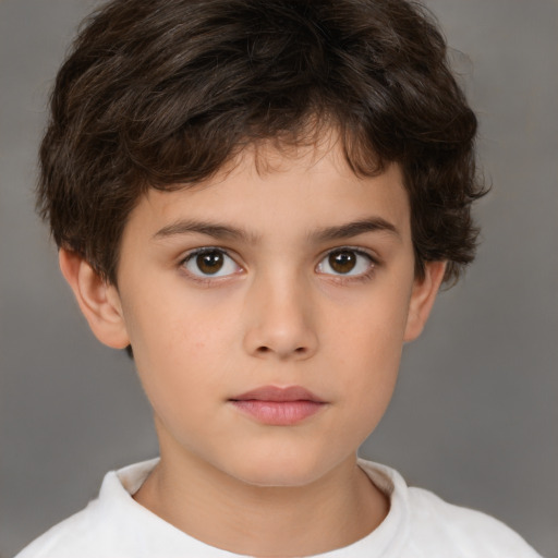 Neutral white child male with short  brown hair and brown eyes