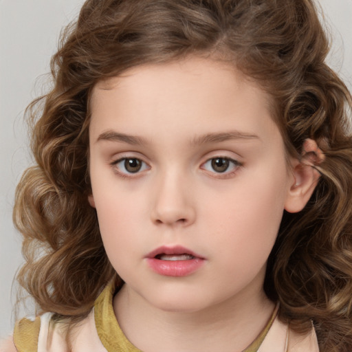 Neutral white child female with medium  brown hair and brown eyes