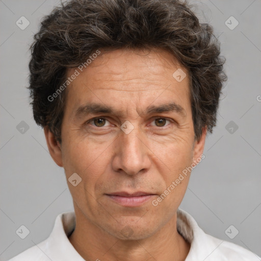 Neutral white adult male with short  brown hair and brown eyes