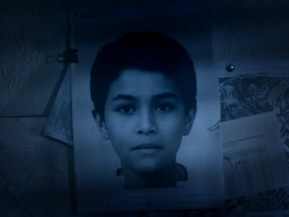 AI-generated portrait of young male in blue tones for crime prevention awareness