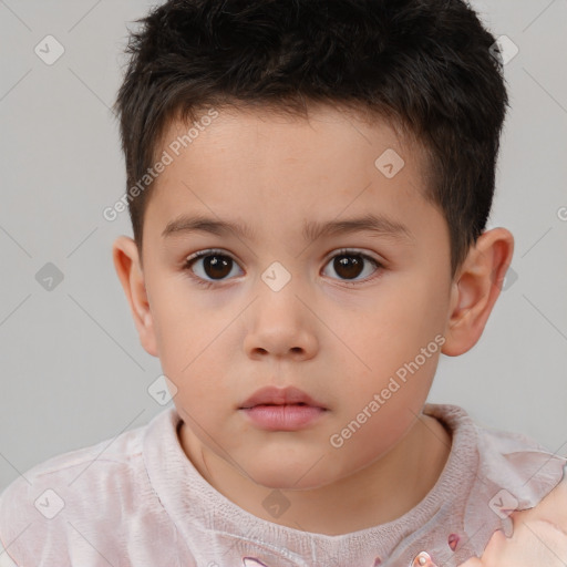 Neutral white child male with short  brown hair and brown eyes