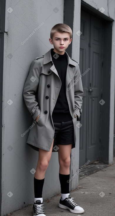 Ukrainian teenager boy with  gray hair