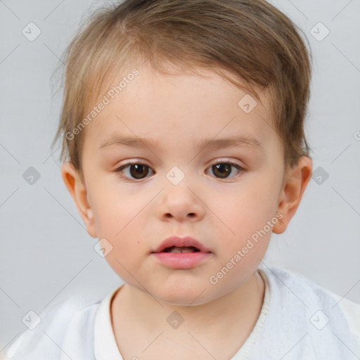 Neutral white child male with short  brown hair and brown eyes