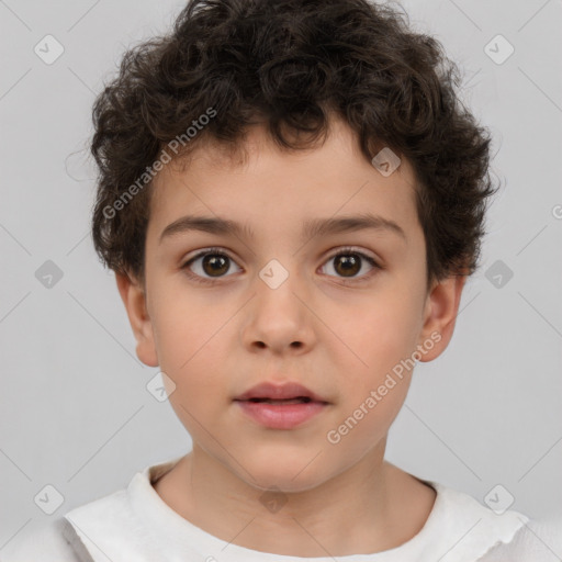 Neutral white child male with short  brown hair and brown eyes