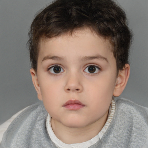 Neutral white child male with short  brown hair and brown eyes