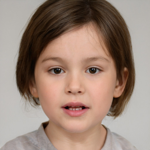 Neutral white child female with medium  brown hair and brown eyes