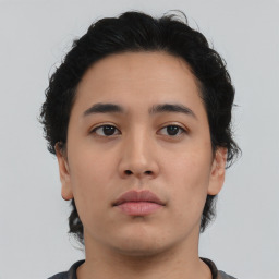 Neutral asian young-adult male with short  brown hair and brown eyes