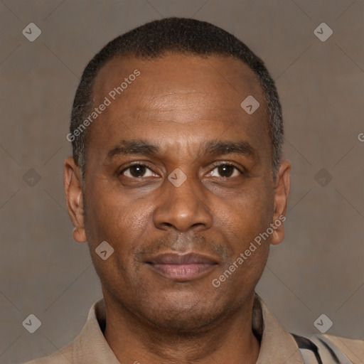 Neutral latino young-adult male with short  brown hair and brown eyes
