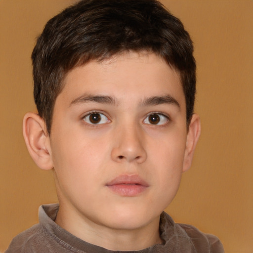 Neutral white child male with short  brown hair and brown eyes