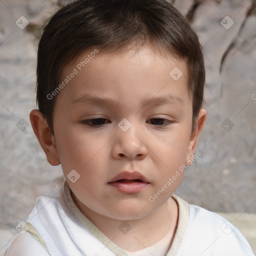 Neutral white child male with short  brown hair and brown eyes