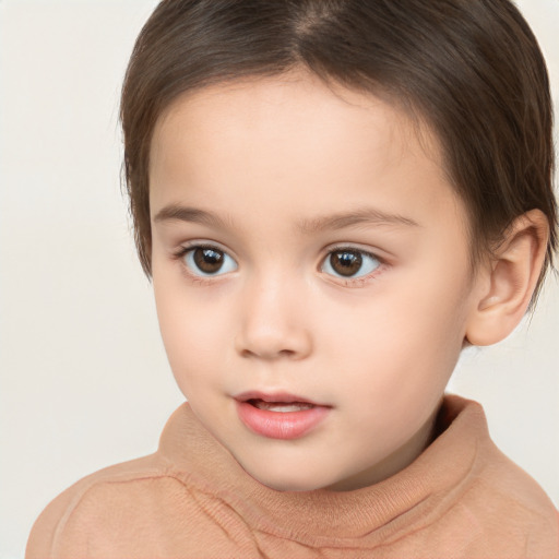 Neutral white child female with short  brown hair and brown eyes