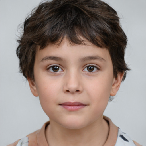 Neutral white child male with short  brown hair and brown eyes