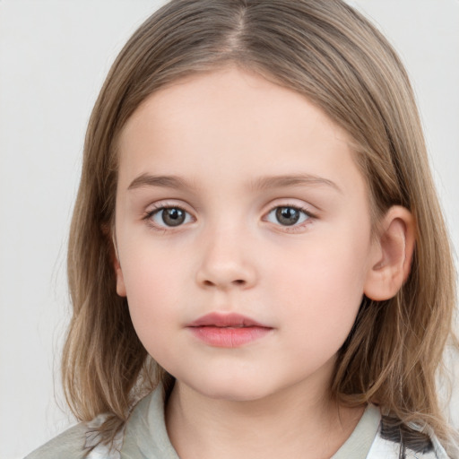 Neutral white child female with medium  brown hair and brown eyes