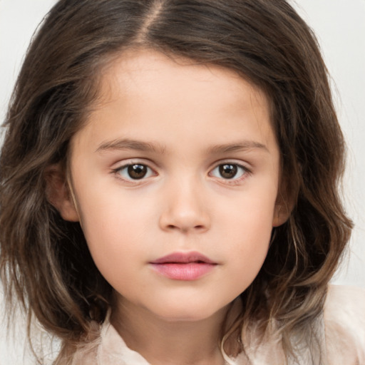 Neutral white child female with medium  brown hair and brown eyes