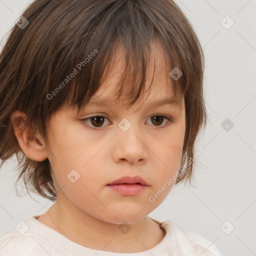 Neutral white child female with medium  brown hair and brown eyes