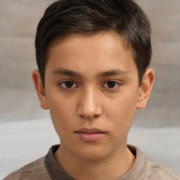 Neutral white child male with short  brown hair and brown eyes