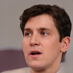 Neutral white adult male with short  brown hair and brown eyes