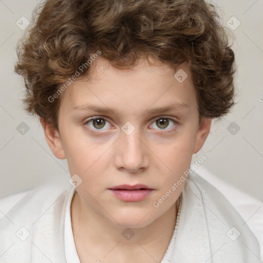 Neutral white child male with short  brown hair and brown eyes