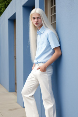 Teenager boy with  white hair