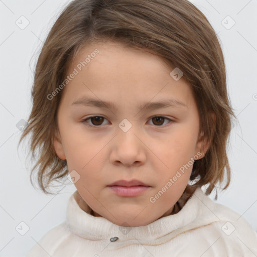 Neutral white child female with medium  brown hair and brown eyes