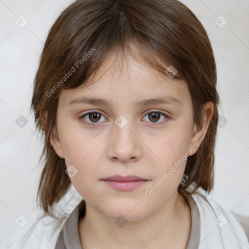 Neutral white child female with medium  brown hair and brown eyes