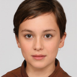 Neutral white young-adult female with short  brown hair and brown eyes