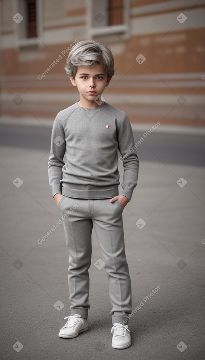 Italian child boy with  gray hair