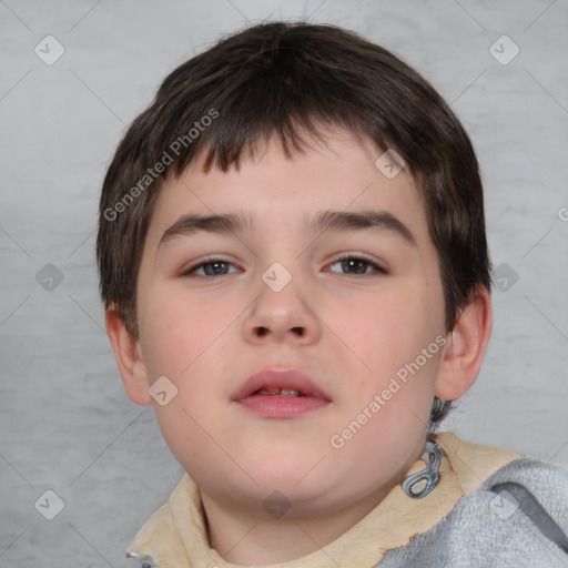 Neutral white child male with short  brown hair and brown eyes