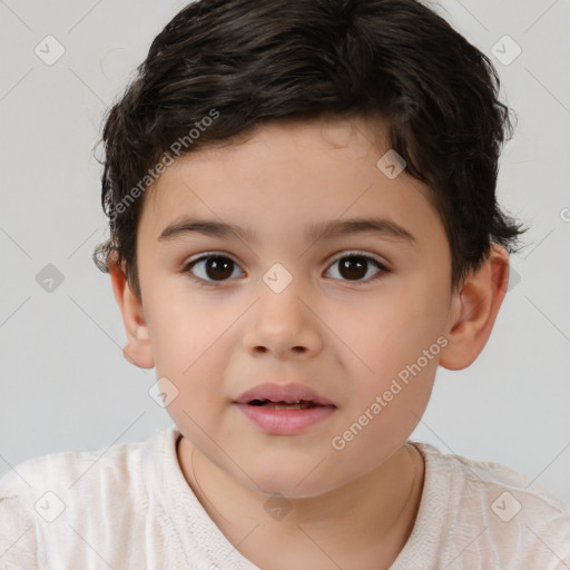 Neutral white child male with short  brown hair and brown eyes