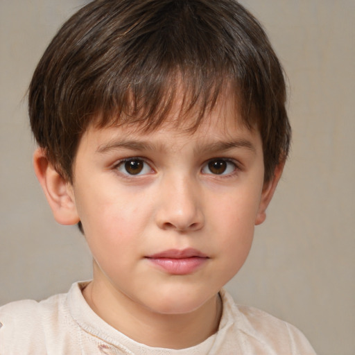 Neutral white child male with short  brown hair and brown eyes