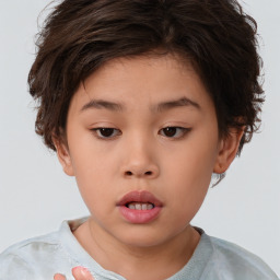 Neutral white child female with short  brown hair and brown eyes