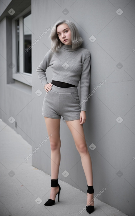 Slovenian teenager girl with  gray hair