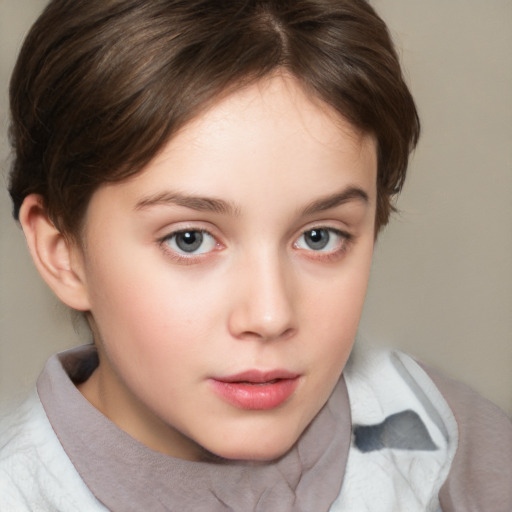 Neutral white child female with medium  brown hair and brown eyes