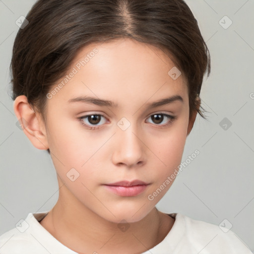 Neutral white young-adult female with short  brown hair and brown eyes