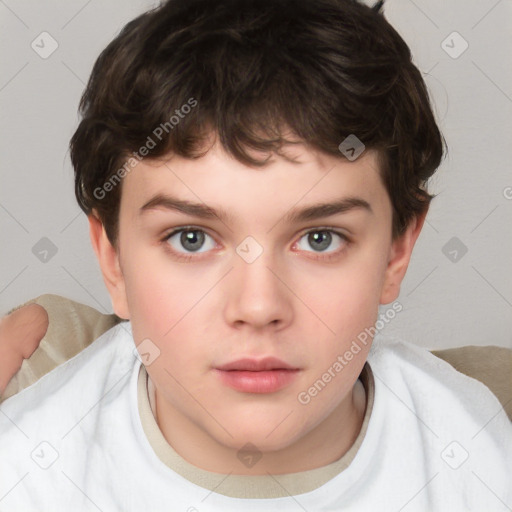 Neutral white child female with short  brown hair and brown eyes