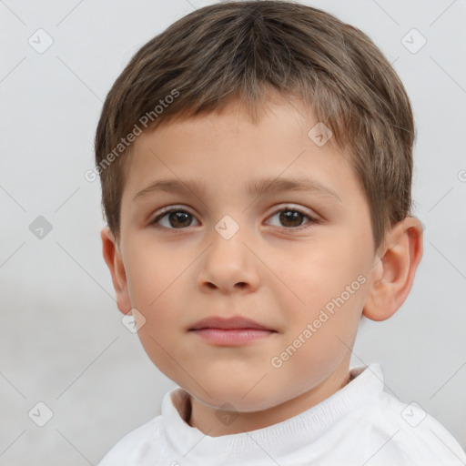 Neutral white child male with short  brown hair and brown eyes