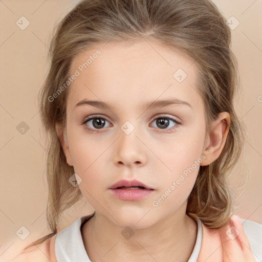 Neutral white child female with medium  brown hair and brown eyes