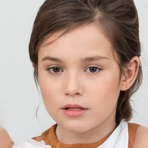 Neutral white child female with medium  brown hair and brown eyes