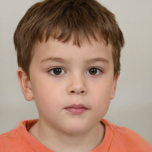 Neutral white child male with short  brown hair and brown eyes