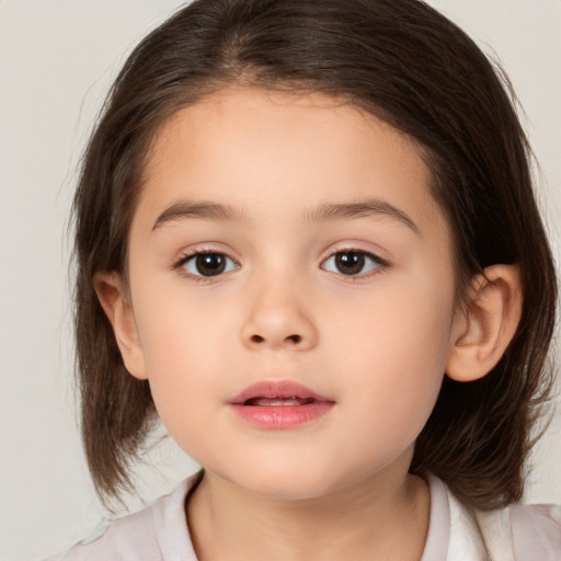 Neutral white child female with medium  brown hair and brown eyes