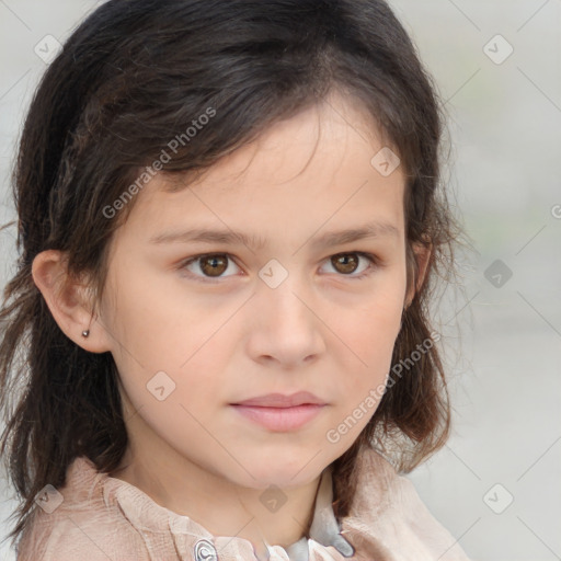 Neutral white child female with medium  brown hair and brown eyes