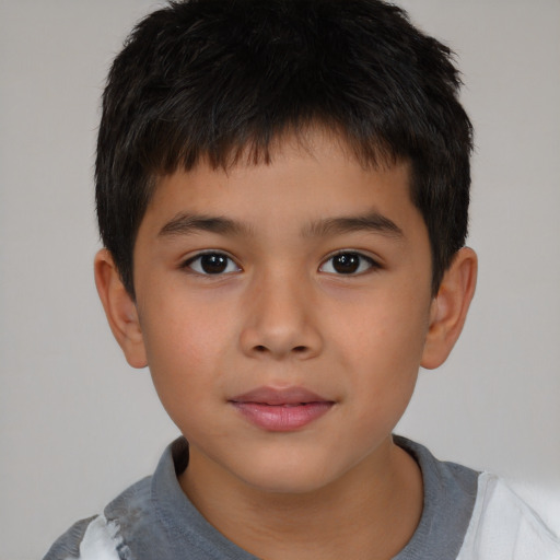 Neutral asian child male with short  brown hair and brown eyes