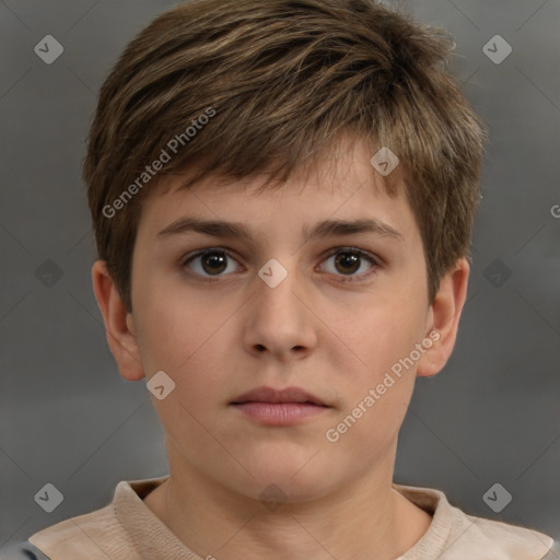 Neutral white child male with short  brown hair and brown eyes