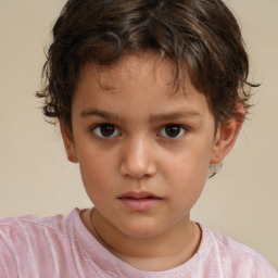 Neutral white child female with short  brown hair and brown eyes