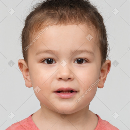 Neutral white child male with short  brown hair and brown eyes