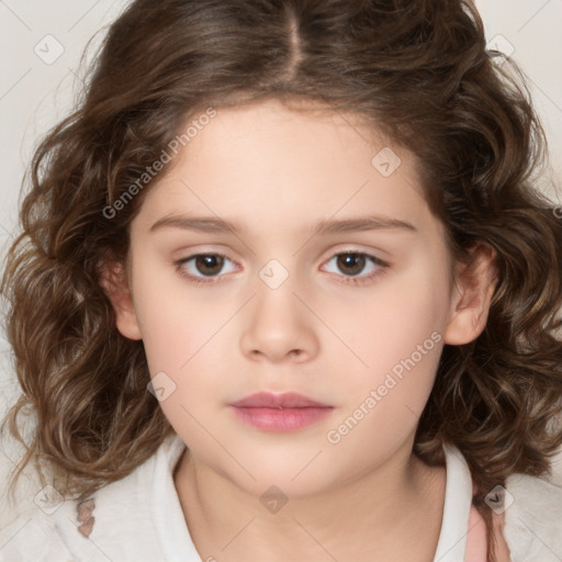 Neutral white child female with medium  brown hair and brown eyes